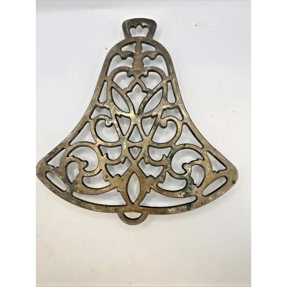 2 Vintage Hot Plates Trivets Plant Stand Brass Bell Japan Int. Silver